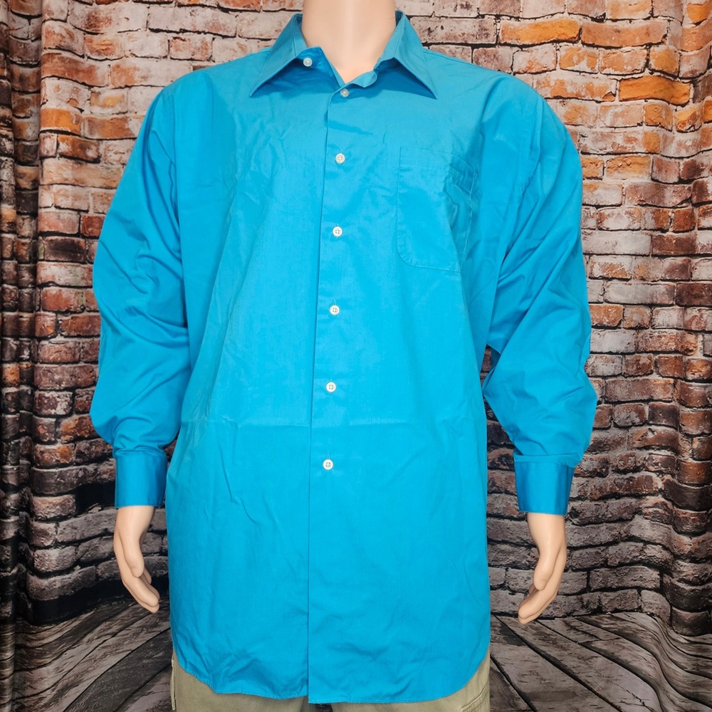 Alexander Julian Colours Mens 3X 19-19.5 Button Down Shirt Turquoise Long Sleeve